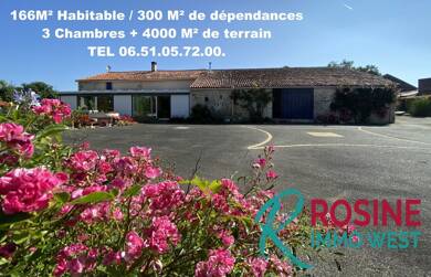 Maison à vendre 246 900 € 6 pièces 3 chambres 167 m² 4 300 m² de terrain La Châtaigneraie 85120