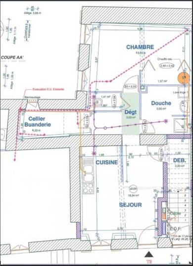 Appartement à louer 330 € 2 pièces 1 chambre 51 m² RDC Villechenève 69770
