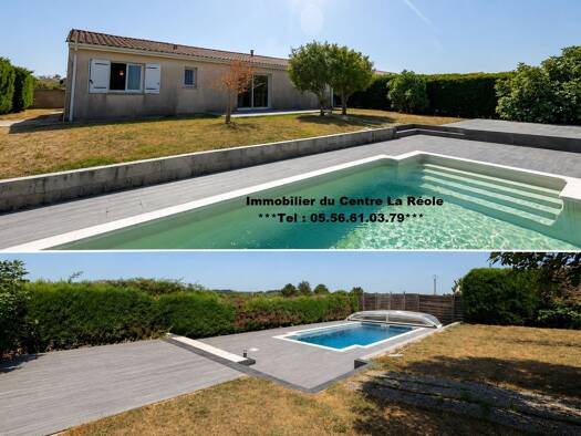 Maison de plain-pied à vendre 243 000 € 5 pièces 4 chambres 113 m² 697 m² de terrain La Réole 33190
