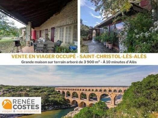 Maison en viager occupé Bouquet 74 700 € 5 pièces 4 chambres 192 m² 3 910 m² de terrain Ouest Saint-Christol-lès-Alès 30380
