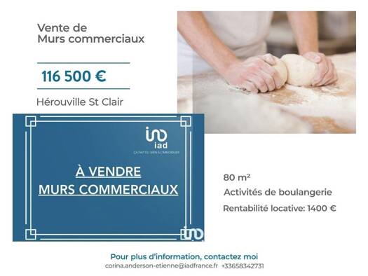 Local commercial à vendre 116 500 € 80 m² de surface de vente Belles Portes-Savary Hérouville-Saint-Clair 14200