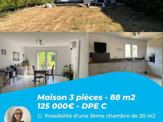 Maison à vendre 125 000 € 3 pièces 2 chambres 88 m² 327 m² de terrain Broglie 27270