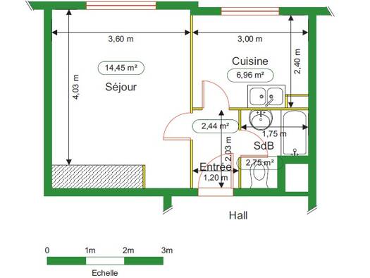 Appartement à louer - logement étudiant 244 € 1 pièce 27 m² 2ème étage Carrousel Dijon 21000