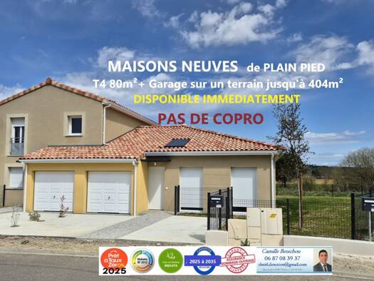 Maison à vendre 244 900 € 4 pièces 3 chambres 80 m² 404 m² de terrain Gragnague 31380