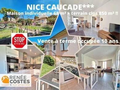 Maison en viager occupé Bouquet 238 500 € 3 pièces 2 chambres 68 m² 850 m² de terrain Saint Augustin Nice 06000