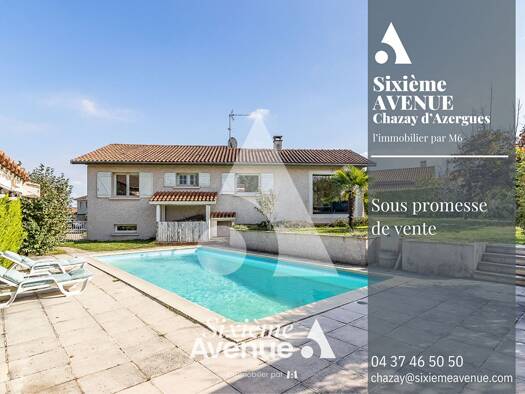 Maison de plain-pied à vendre 465 000 € 5 pièces 4 chambres 150 m² 909 m² de terrain Chazay-d'Azergues 69380