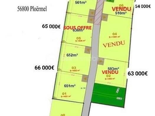 Terrain constructible viabilisé à vendre 66 000 € 651 m² de terrain Villages Sud Ploërmel 56800