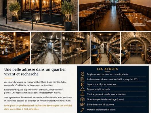 Local commercial à vendre 329 000 € 70 m² de surface de vente Saint Gervais Paris 4ème arrondissement 75004