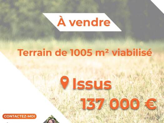 Terrain constructible viabilisé à vendre 137 000 € 1 005 m² de terrain Issus 31450