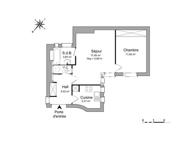 Maison à louer, 46m², PARIS 17E