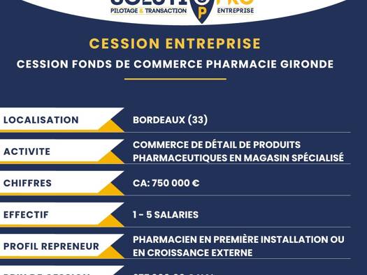 Boutique à vendre Fonds de commerce 375 000 € 5 pièces 175 m² de surface de vente Bordeaux 33000