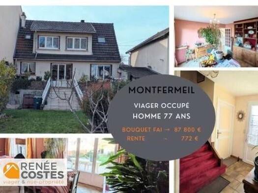 Maison en viager occupé Bouquet 87 800 € 5 pièces 3 chambres 102 m² 500 m² de terrain Le Centre Montfermeil 93370