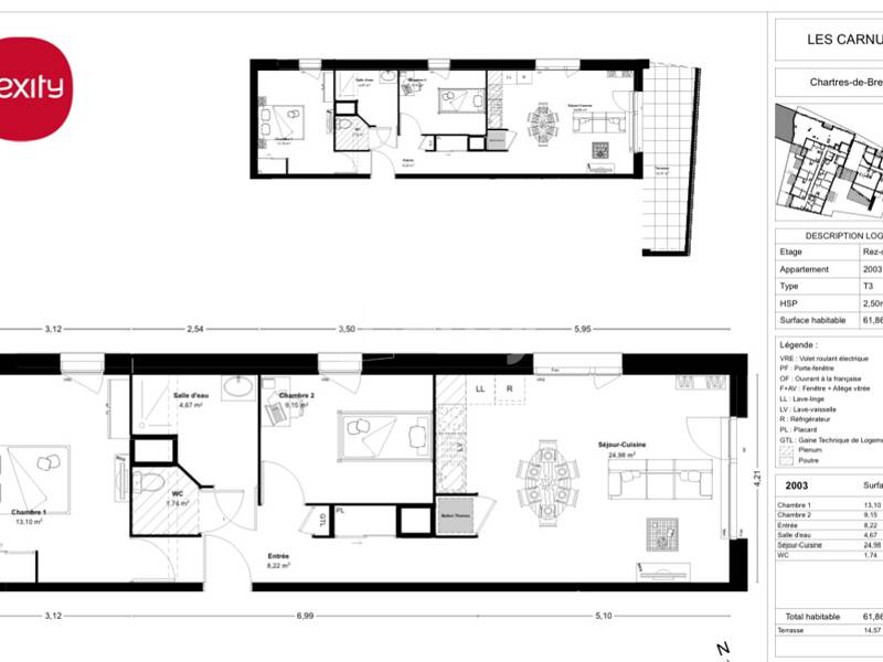 Maison à louer, 62m², CHARTRES DE BRETAGNE