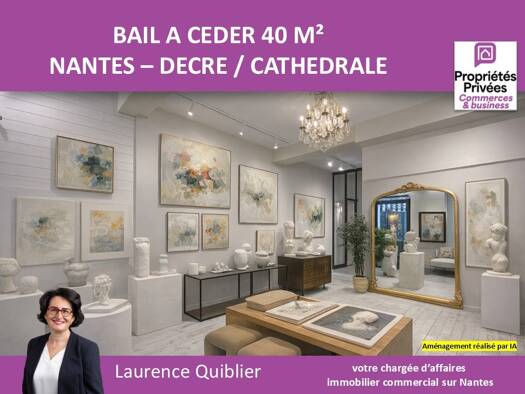 Local commercial avec bail commercial 865 € 40 m² de surface de vente divisible Graslin-Commerce Nantes 44000