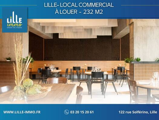 Local commercial à louer 3 608 € 232 m² de surface de vente Blanc Seau Tourcoing 59200