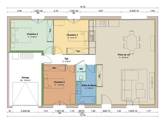 Terrain avec maison neuve à vendre 219 000 € 4 pièces 3 chambres 79 m² 355 m² de terrain Villars-les-Dombes 01330