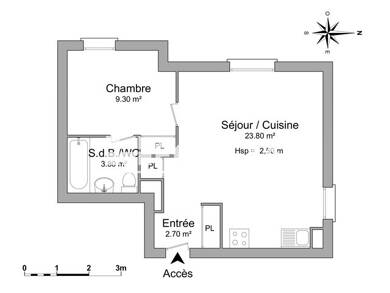 Appartement à louer 560 € 2 pièces 1 chambre 39,6 m² RDC Gagnac-sur-Garonne 31150