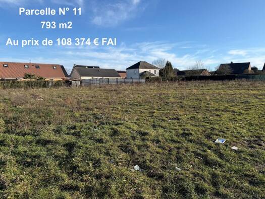 Terrain constructible viabilisé à vendre 108 374 € 793 m² de terrain Nord Méricourt 62680