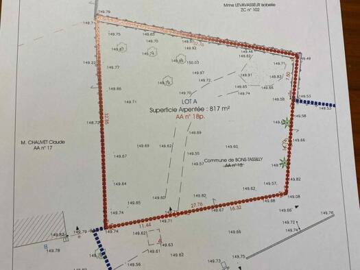 Terrain constructible à vendre 43 500 € 817 m² de terrain Bons-Tassilly 14420