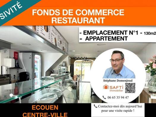 Boutique à vendre Fonds de commerce 249 900 € 3 pièces 130 m² de surface de vente Est Écouen 95440