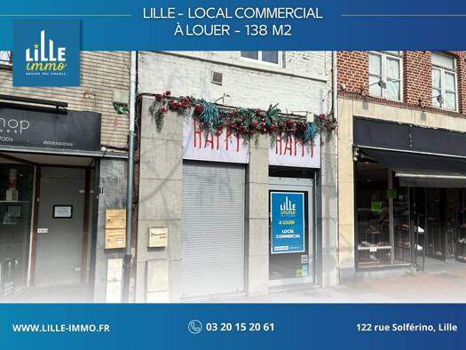 Local commercial à louer 1 639 € 138 m² de surface de vente Centre Croix 59170