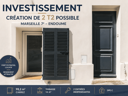 Duplex à vendre 449 000 € 4 pièces 3 chambres 99 m² RDC Marseille 7ème arrondissement 13007