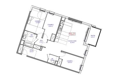 Appartement à louer 1 064 € 4 pièces 3 chambres 85,6 m² Étage 2/4 Bons en Chablais 74890