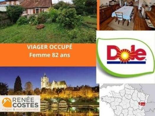 Maison en viager occupé Bouquet 38 775 € 6 pièces 4 chambres 150 m² 932 m² de terrain Zone Portuaire-Le Boichot Dole 39100