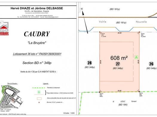 Terrain constructible viabilisé à vendre 43 200 € 608 m² de terrain Barbusse Caudry 59540