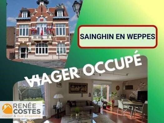 Maison en viager occupé Bouquet 130 240 € 5 pièces 4 chambres 118 m² 598 m² de terrain Sud Sainghin-en-Weppes 59184