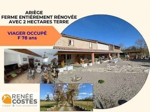 Maison en viager occupé Bouquet 55 600 € 6 pièces 5 chambres 140 m² 20 000 m² de terrain Jeu du mail-Lestang-Saint Jean Pamiers 09100