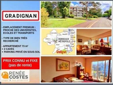Appartement en viager occupé Bouquet 135 520 € 3 pièces 2 chambres 73 m² Étage 2/3 Loustalot Gradignan 33170