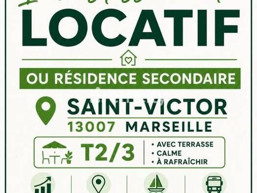 Appartement à vendre 194 500 € 3 pièces 1 chambre 62,34 m² RDC Saint Victor Marseille 7ème arrondissement 13007