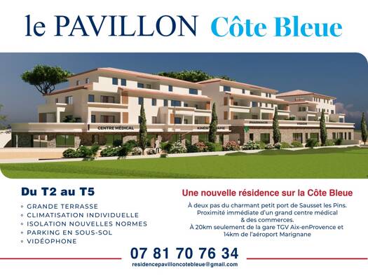 Appartement à vendre - neuf 494 000 € 4 pièces 3 chambres 78 m² dès le 30/09/2027 Le Grand Fosse-L'Escalette-Plan Capellan Sausset-les-Pins 13960