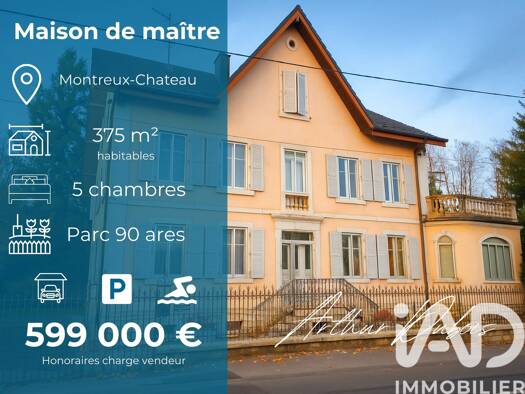 Demeure à vendre 599 000 € 11 pièces 4 chambres 375 m² 9 000 m² de terrain Montreux-Château 90130