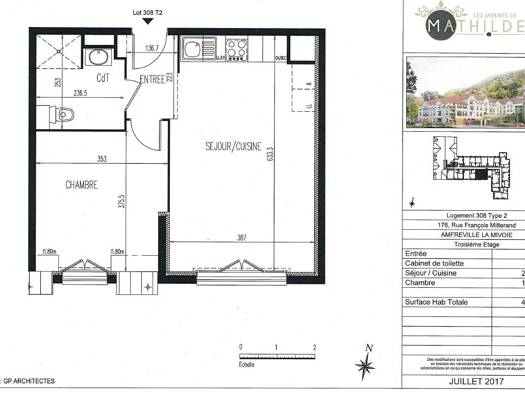 Appartement à louer 618 € 2 pièces 1 chambre 43 m² Étage 3/3 Amfreville-la-Mi-Voie 76920