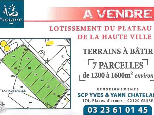 Terrain constructible viabilisé à vendre 33 400 € 1 200 m² de terrain Guise 02120