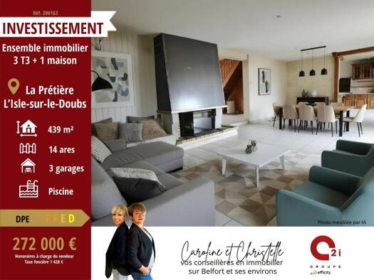 Immeuble à vendre 272 000 € 438,7 m² La Prétière 25250