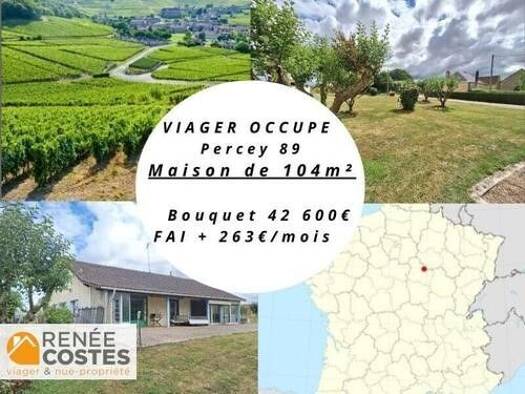 Maison en viager occupé Bouquet 42 600 € 5 pièces 3 chambres 104 m² 1 659 m² de terrain Le Prieure Est-Ecarts Saint-Florentin 89600