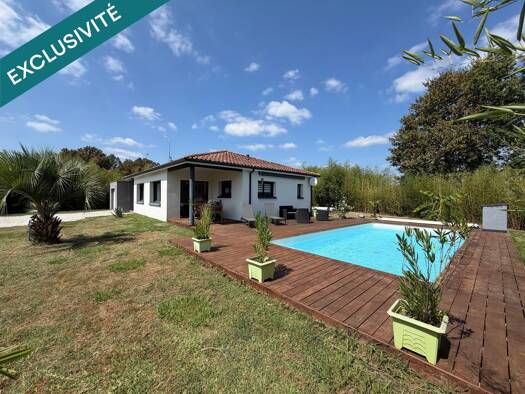 Maison de plain-pied à vendre 295 000 € 5 pièces 3 chambres 90 m² 1 460 m² de terrain Mont-de-Marsan 40000