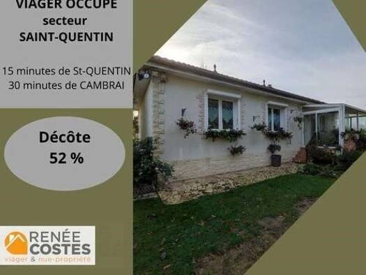 Maison en viager occupé Bouquet 28 000 € 3 pièces 1 chambre 75 m² 1 529 m² de terrain Le Vermandois Saint-Quentin 02100