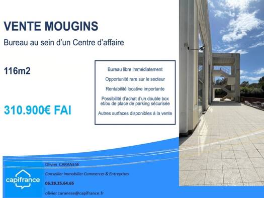Espace bureau à vendre 310 900 € 116 m² de bureaux Aubarede-Campelieres Mougins 06250