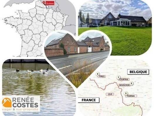 Maison en viager occupé Bouquet 608 400 € 12 pièces 3 chambres 350 m² 4 092 m² de terrain Ouest Orchies 59310