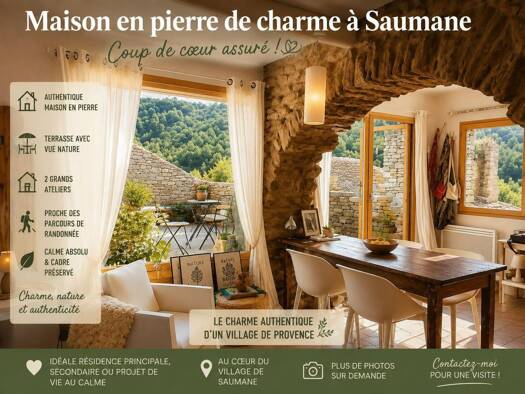 Maison à vendre 299 000 € 3 pièces 2 chambres 53 m² 105 m² de terrain Saumane-de-Vaucluse 84800