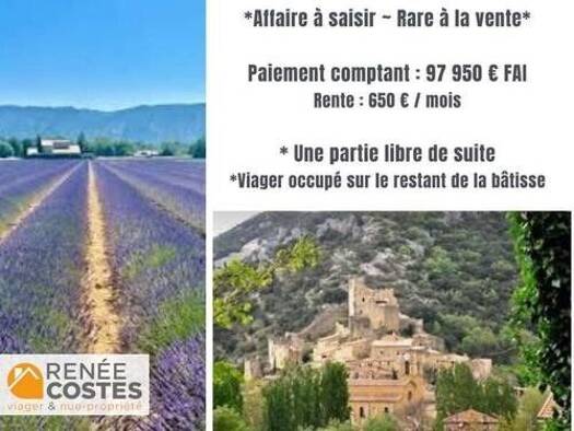 Maison en viager occupé Bouquet 97 950 € 5 pièces 4 chambres 108 m² 1 620 m² de terrain Saint-Montan 07220