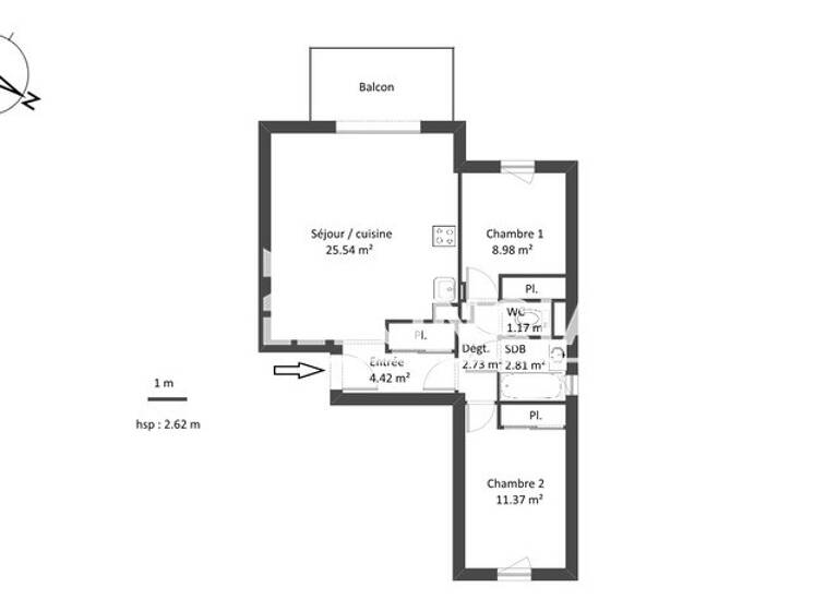 Appartement à louer 922 € 3 pièces 2<br/>chambres 57 m²<br/>superficie 2ème<br/>étage Nangy 74380