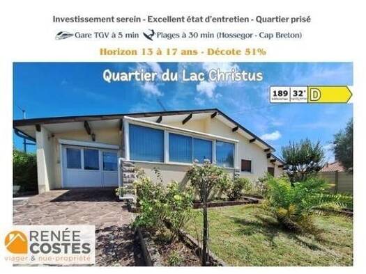 Maison en viager occupé Bouquet 84 072 € 6 pièces 3 chambres 146 m² 689 m² de terrain Lac-La Pince Saint-Paul-lès-Dax 40990