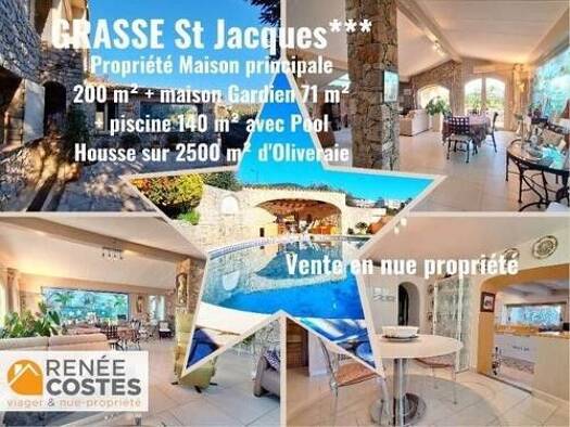 Maison en viager occupé Bouquet 822 000 € 10 pièces 6 chambres 271 m² 2 500 m² de terrain Saint Jacques Nord Grasse 06130