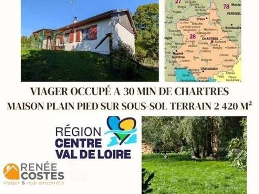 Maison en viager occupé Bouquet 48 125 € 4 pièces 3 chambres 100 m² 2 420 m² de terrain Saint Chéron-Hauts de Chartres-Puits Drouet Chartres 28000