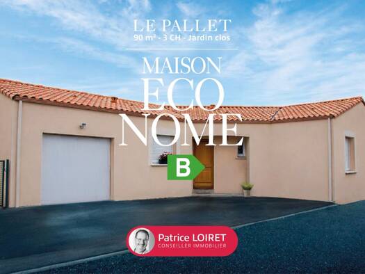 Maison de plain-pied à vendre 295 000 € 4 pièces 3 chambres 90 m² 526 m² de terrain Le Pallet 44330